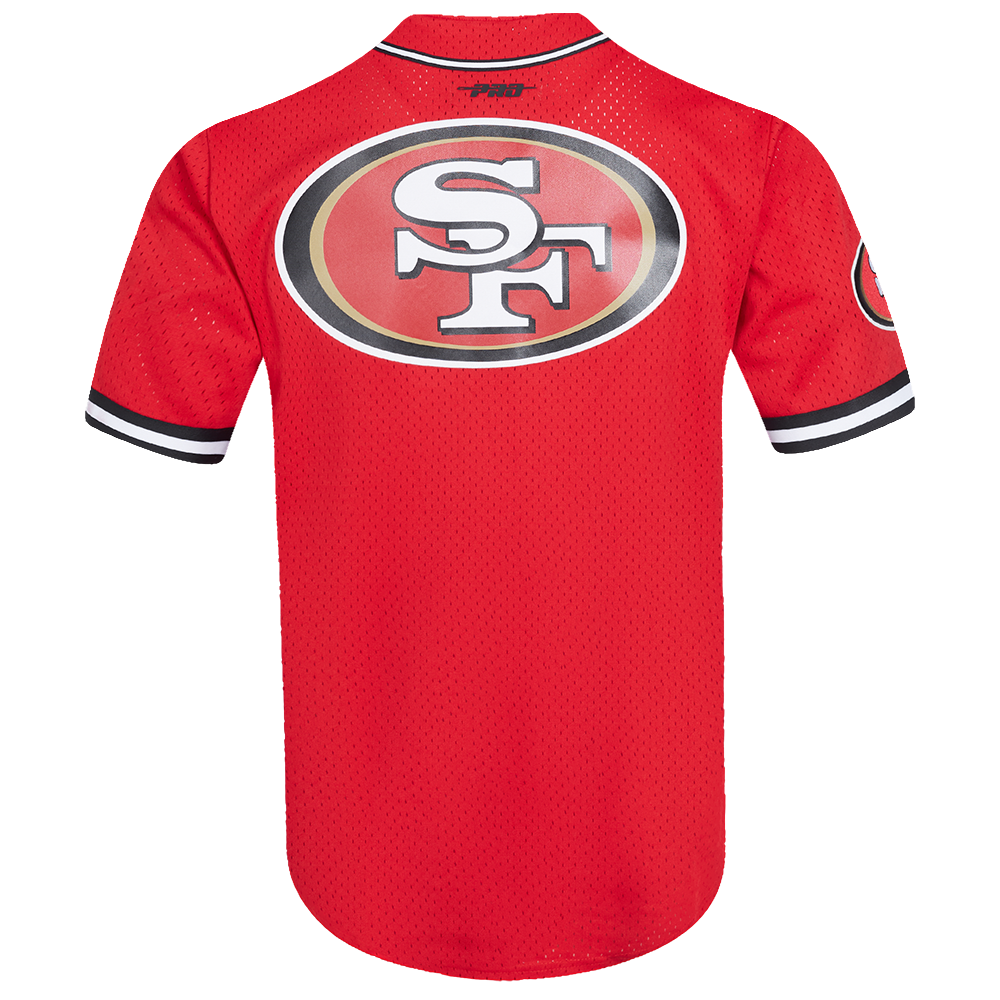 NFL SAN FRANCISCO 49ERS CLASSIC MEN S MESH BUTTON DOWN JERSEY RED BLA Pro Standard