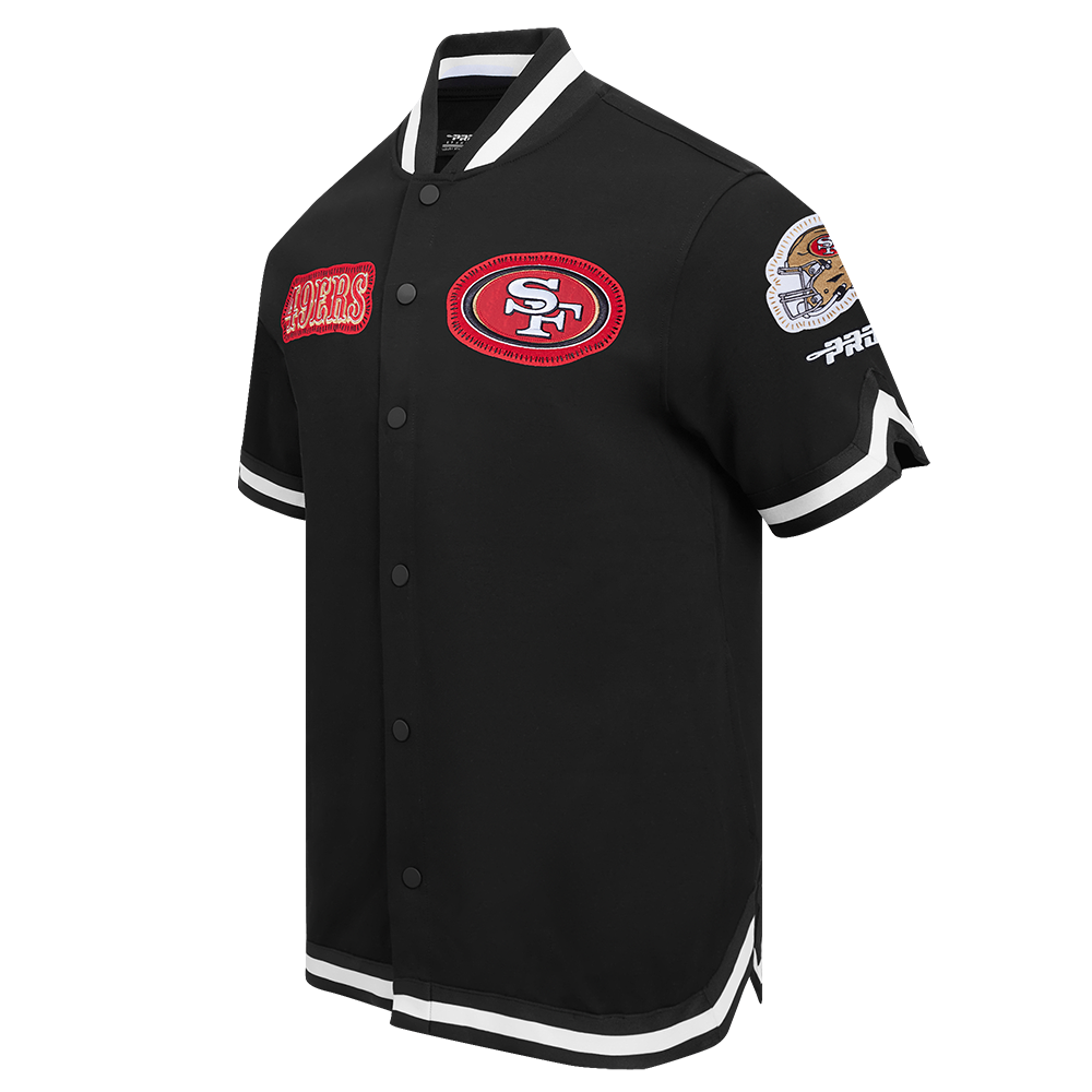 NFL SAN FRANCISCO 49ERS DIY PICK STITCH MEN'S DOUBLE KNIT SHORT SLEEVE JACKET (BLACK)