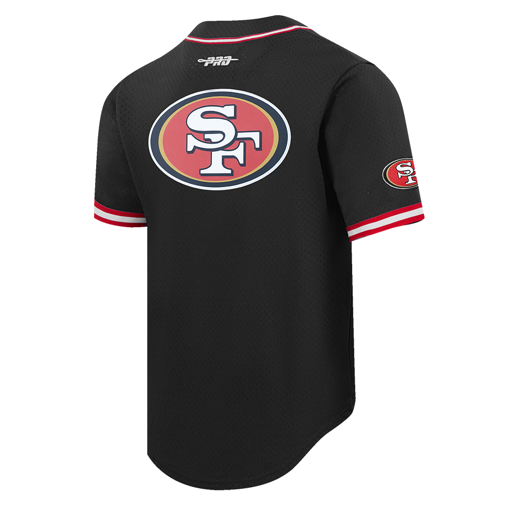 NFL SAN FRANCISCO 49ERS BROCK PURDY #13 CLASSIC MESH PNN MEN'S MESH BUTTON DOWN SHIRT (BLACK/RED)