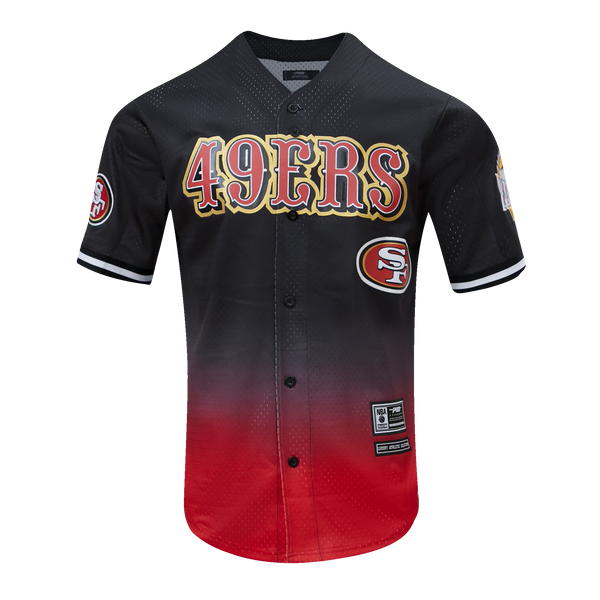 SAN FRANCISCO 49ERS TEAM OMBRE MESH BUTTON DOWN SHIRT (BLACK/RED