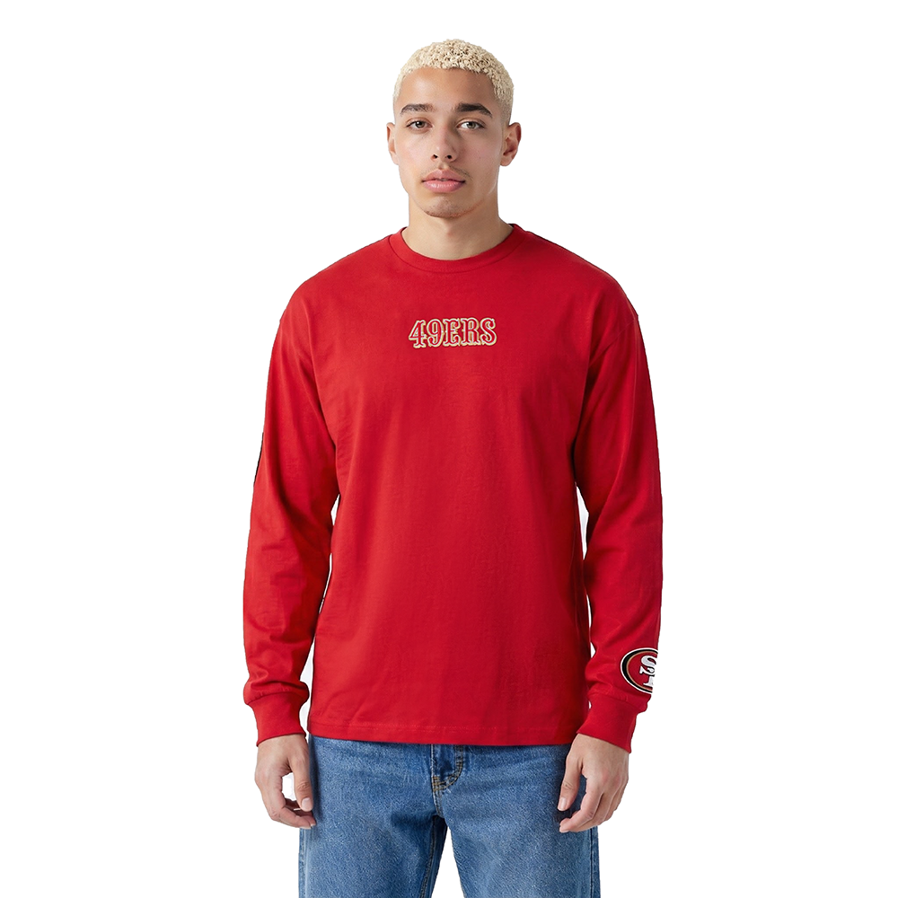 NFL SAN FRANCISCO 49ERS WINGSPAN MEN'S DROP SHOULDER LS TEE (RED)