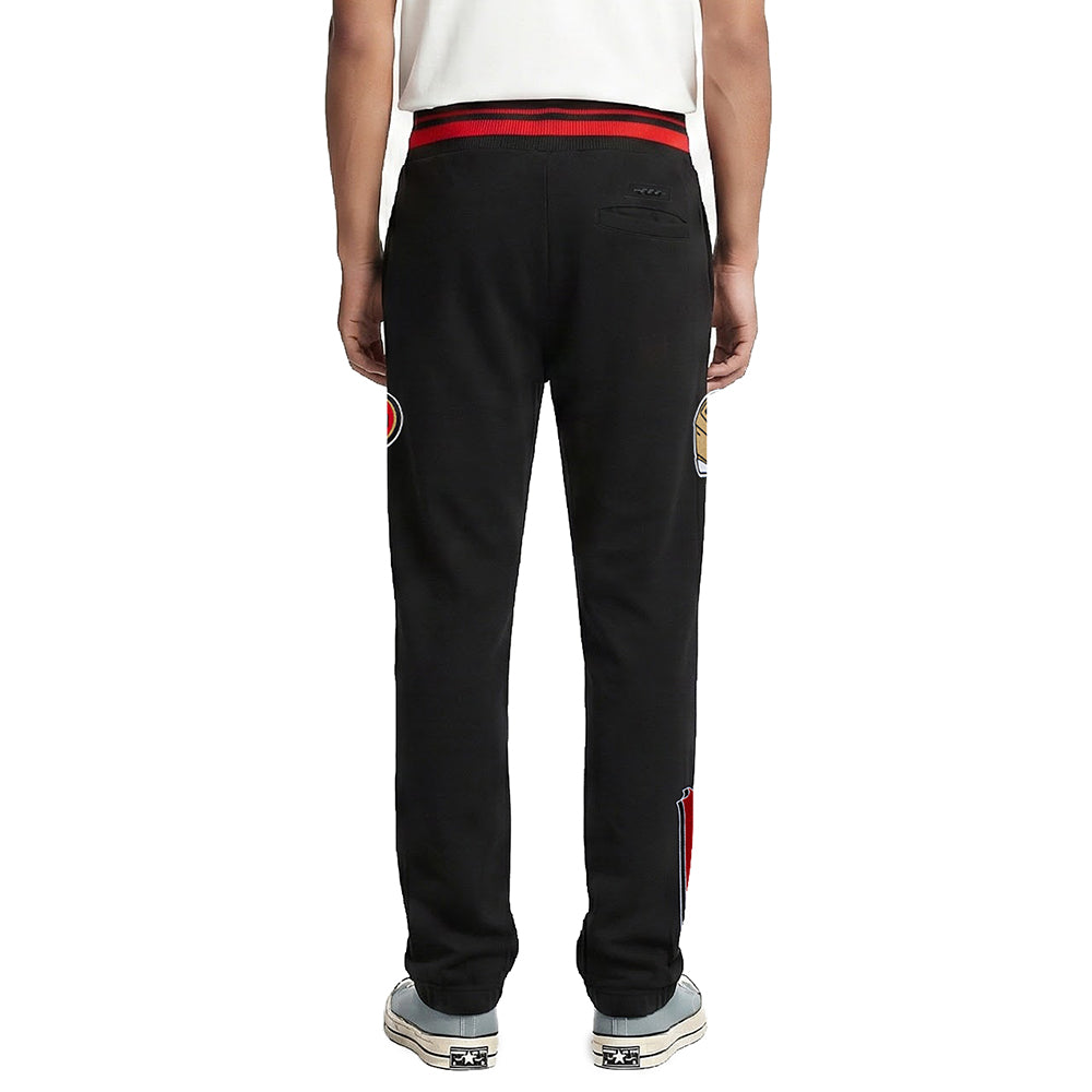 NFL SAN FRANCISCO 49ERS SCRIPT TAIL MEN'S RIB FLEECE SWEATPANT (BLACK/RED/BLACK)