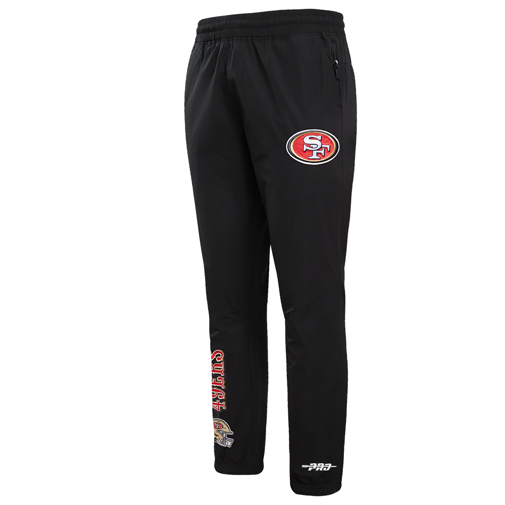 NFL SAN FRANCISCO 49ERS CLASSIC WIND SUIT MEN'S WOVEN FULL ZIP PULLOVER HOODIE (BLACK)
