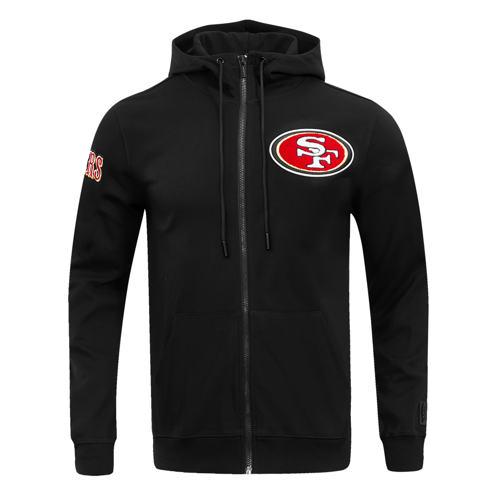 NFL SAN FRANCISCO 49ERS CLASSIC CHENILLE DK FZ HOODIE (BLACK)