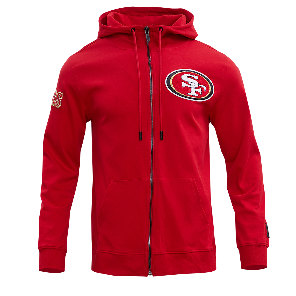 NFL SAN FRANCISCO 49ERS CLASSIC CHENILLE DK FZ HOODIE (RED)