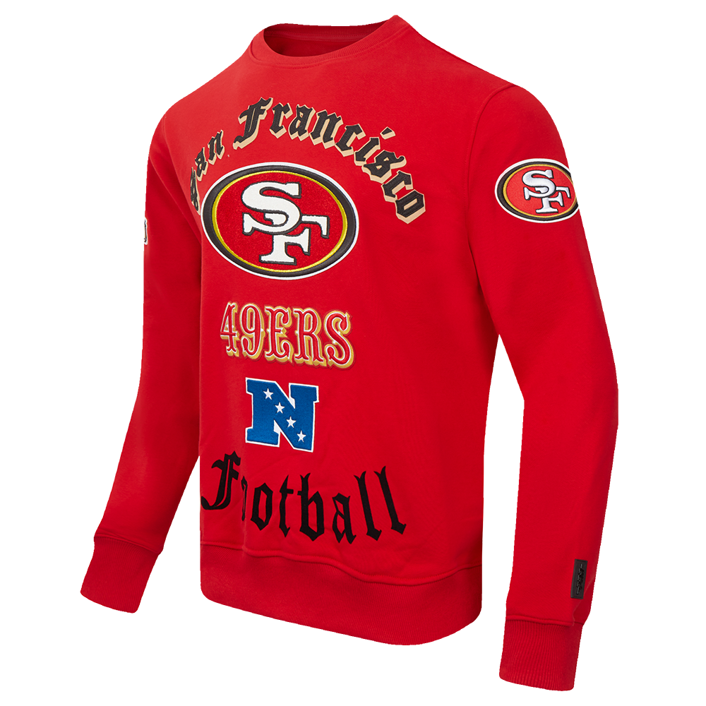 NFL SAN FRANCISCO 49ERS OLD ENGLISH MEN'S CREWNECK (RED)