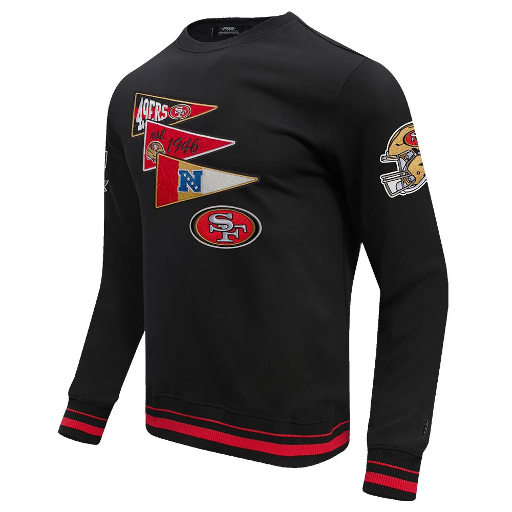 NFL SAN FRANCISCO 49ERS TEAM PENNATS MEN'S RIB FLC CREWNECK (BLACK/RED/BLACK)