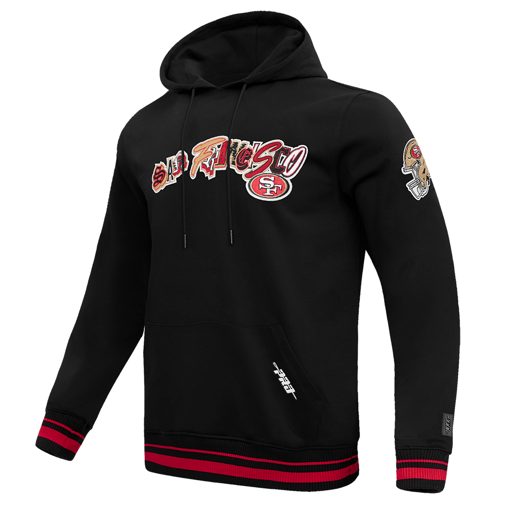 NFL SAN FRANCISCO 49ERS CITY RANSOM MEN'S RIB FLEECE PULLOVER HOODIE (BLACK/RED/BLACK)