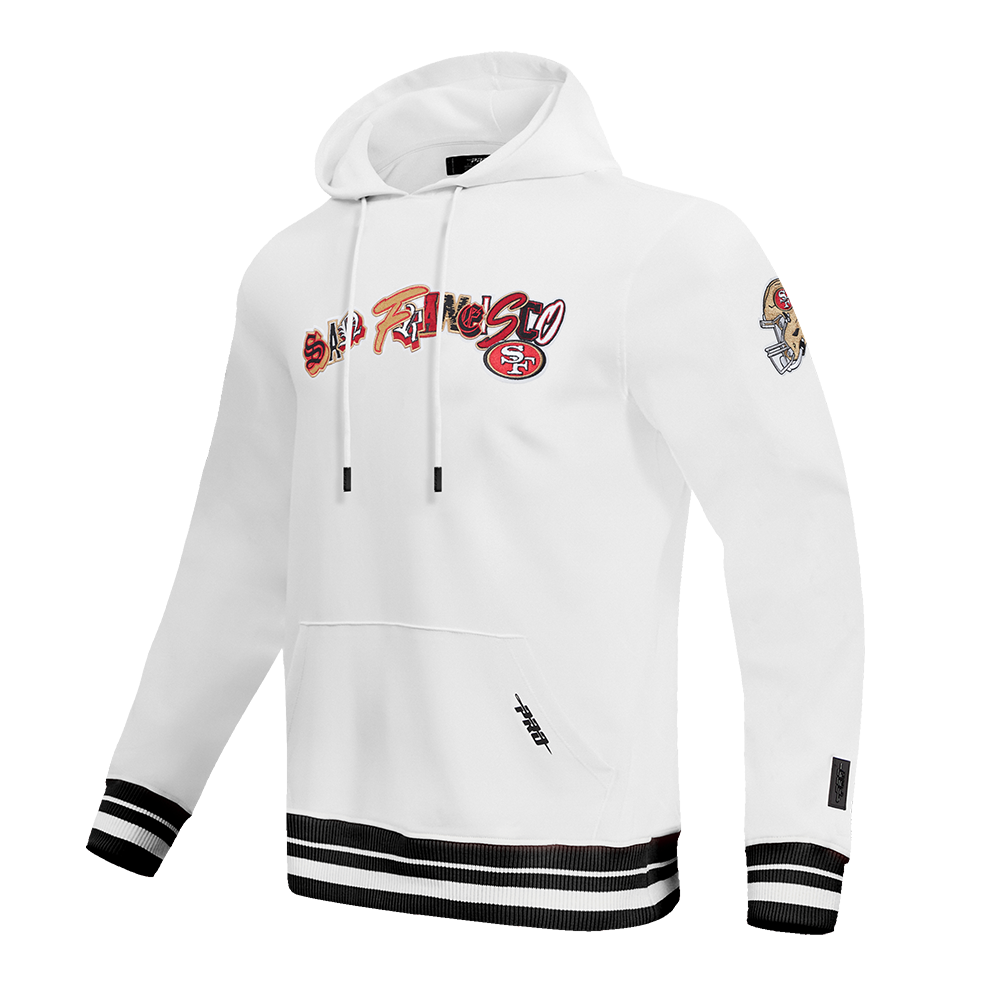 NFL SAN FRANCISCO 49ERS CITY RANSOM MEN'S RIB FLEECE PULLOVER HOODIE (WHITE/BLACK)