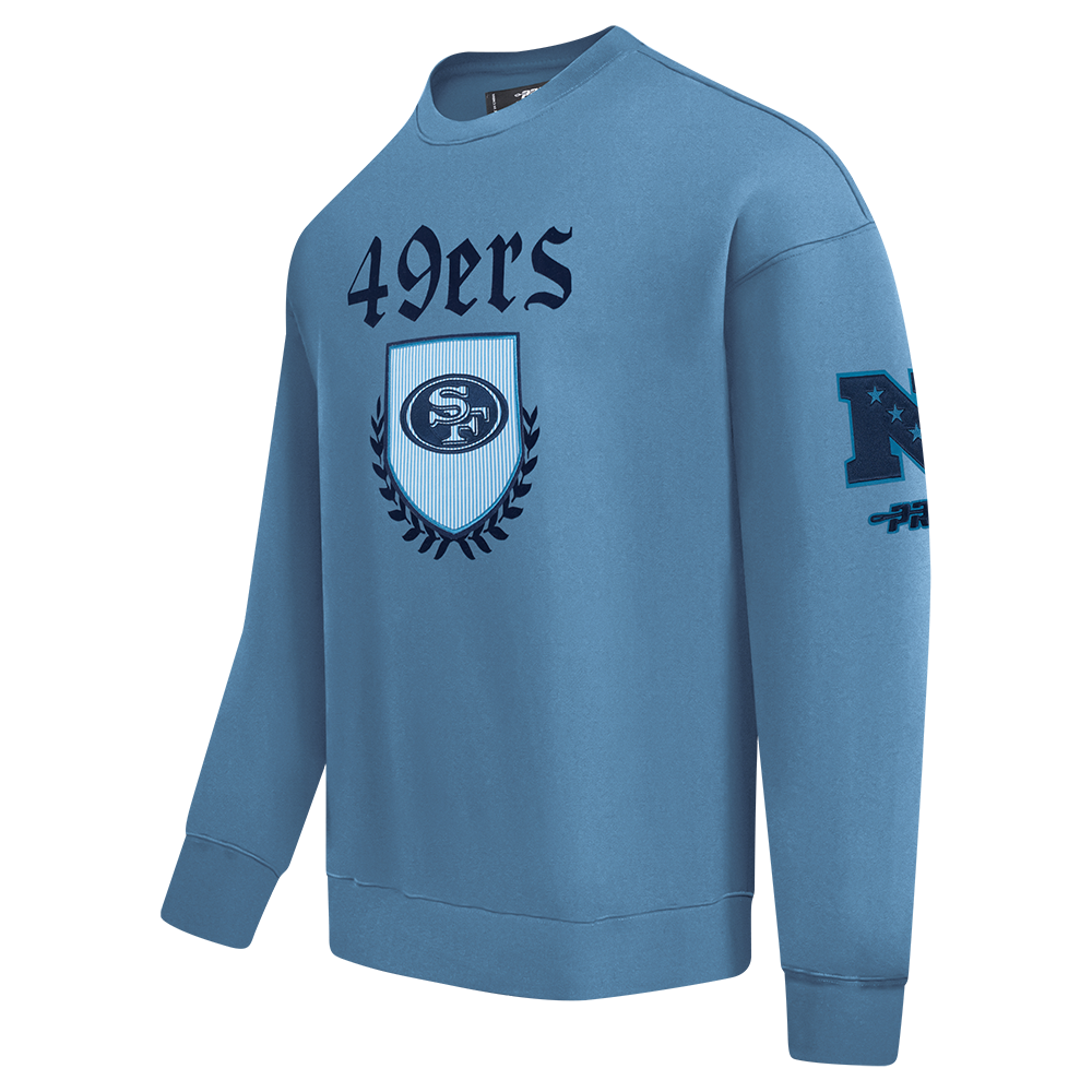 NFL SAN FRANCISCO 49ERS COUNTRY CLUB MEN'S DROP SHOULDER FLEECE CREWNECK (STEEL BLUE)
