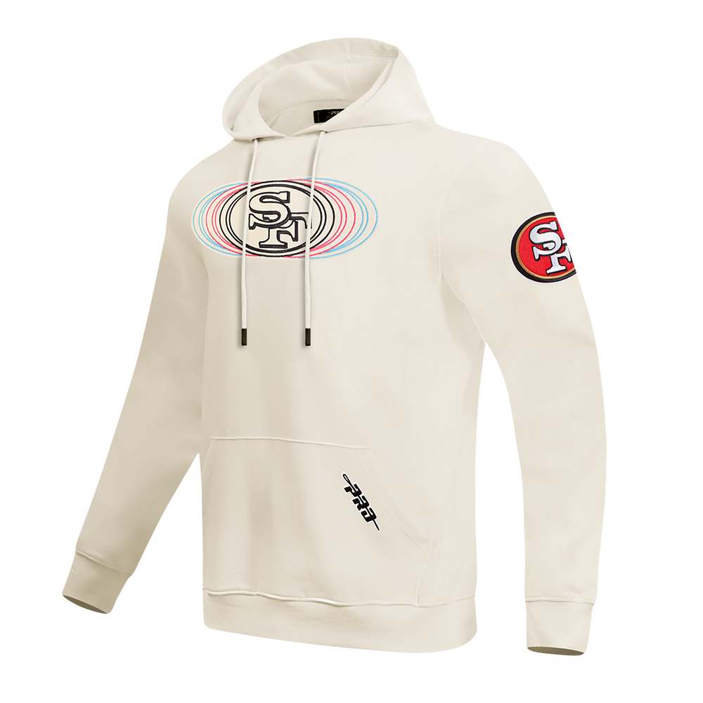 NFL SAN FRANCISCO 49ERS ECHO LOGO MEN'S FLEECE PULLOVER HOODIE (EGGSHELL)