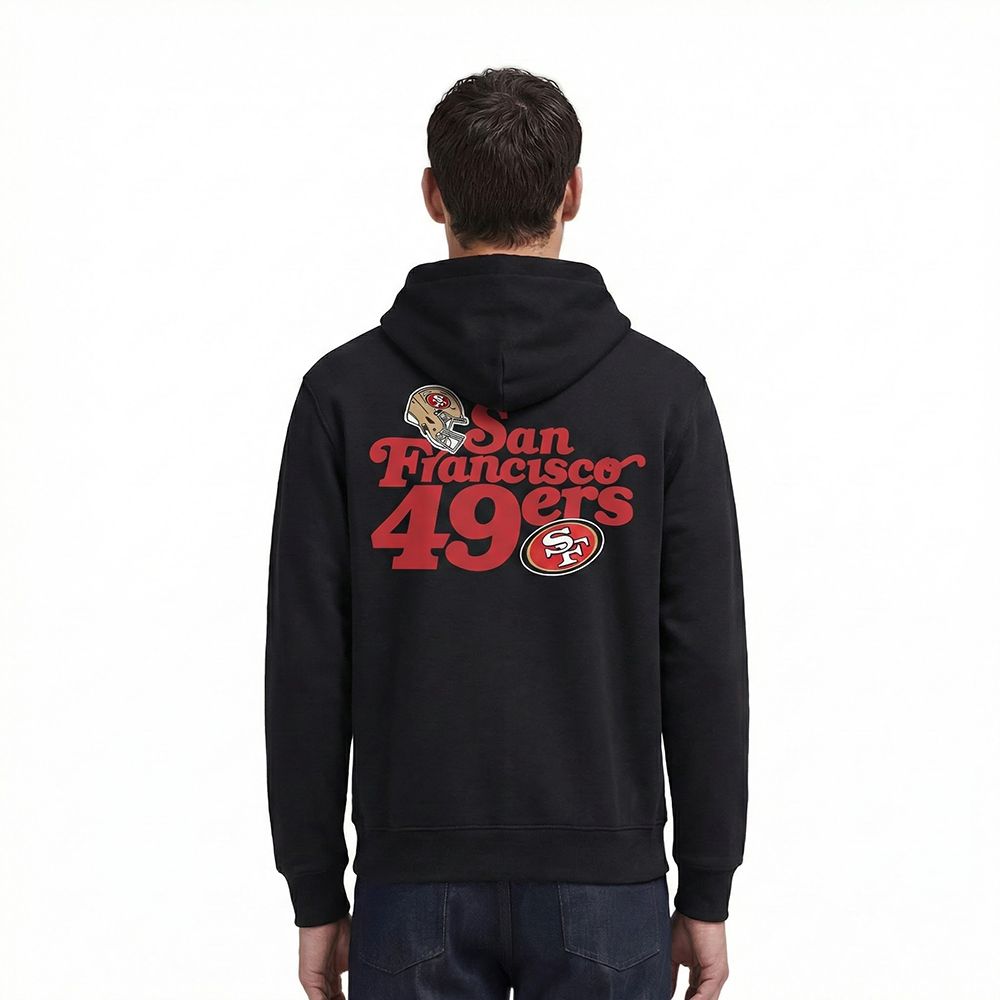 NFL SAN FRANCISCO 49ERS SOUVENIR MEN'S FLEECE PULLOVER HOODIE (BLACK)