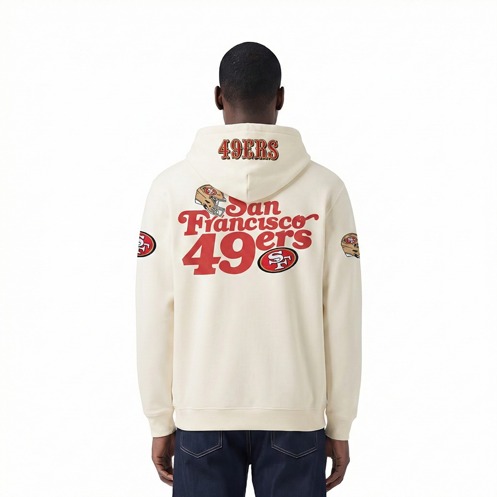 NFL SAN FRANCISCO 49ERS SOUVENIR MEN'S FLEECE PULLOVER HOODIE (EGGSHELL)