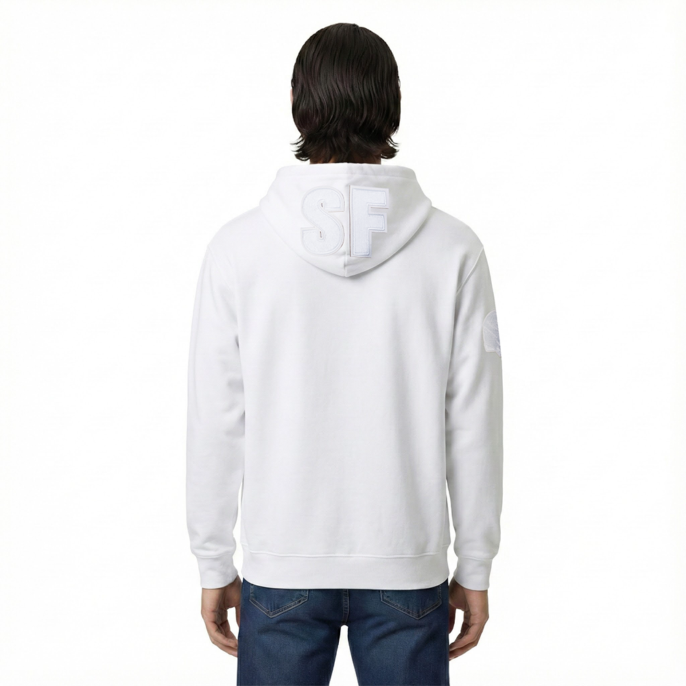 NFL SAN FRANCISCO 49ERS WHITE OUT MEN'S DOUBLE KNIT PULLOVER HOODIE (WHITE)