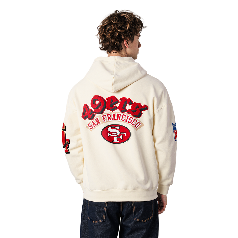 NFL SAN FRANCISCO 49ERS BEST OF MEN'S DROP SHOULDER FLC PO HOODIE (EGGSHELL)
