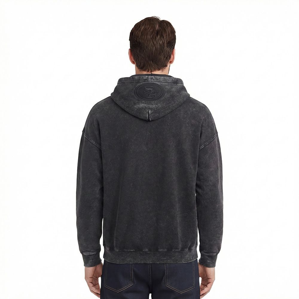 NFL SAN FRANCISCO 49ERS WASHED CLASSIC MEN'S ENZYME WASH DROP SHOULD (WASHED BLACK)