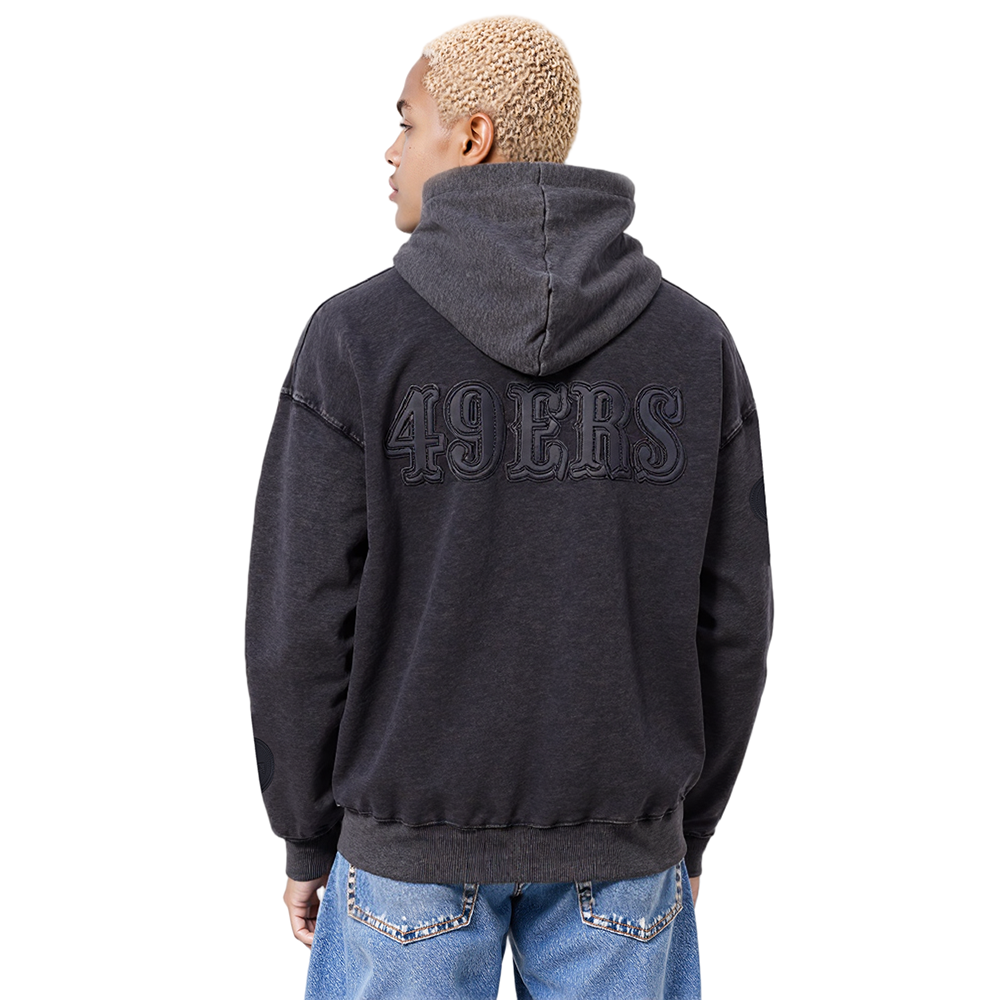 NFL SAN FRANCISCO 49ERS WASHED VANGUARD MEN'S ENZYME WASH DROP SHOUL (WASHED BLACK)