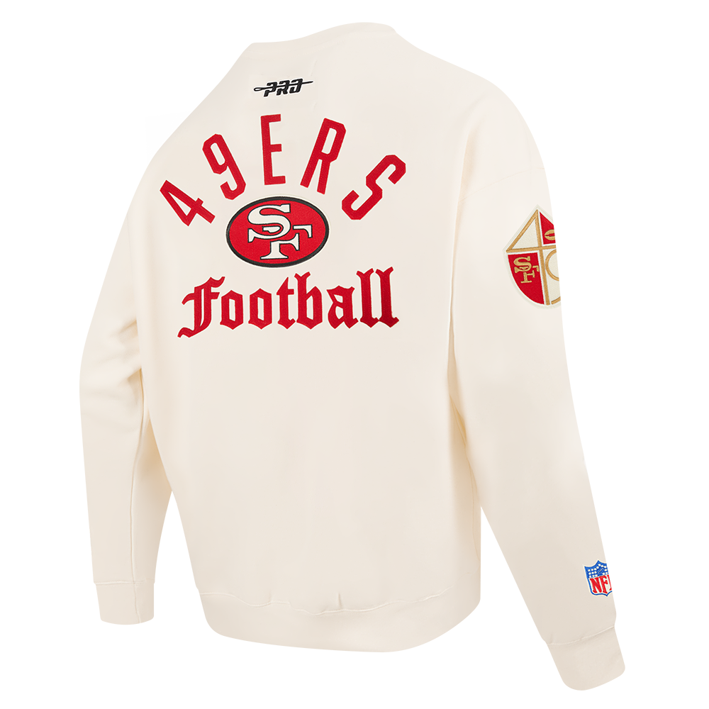 NFL SAN FRANCISCO 49ERS MODERN ORIGINALS MEN'S FLC CREWNECK (EGGSHELL)