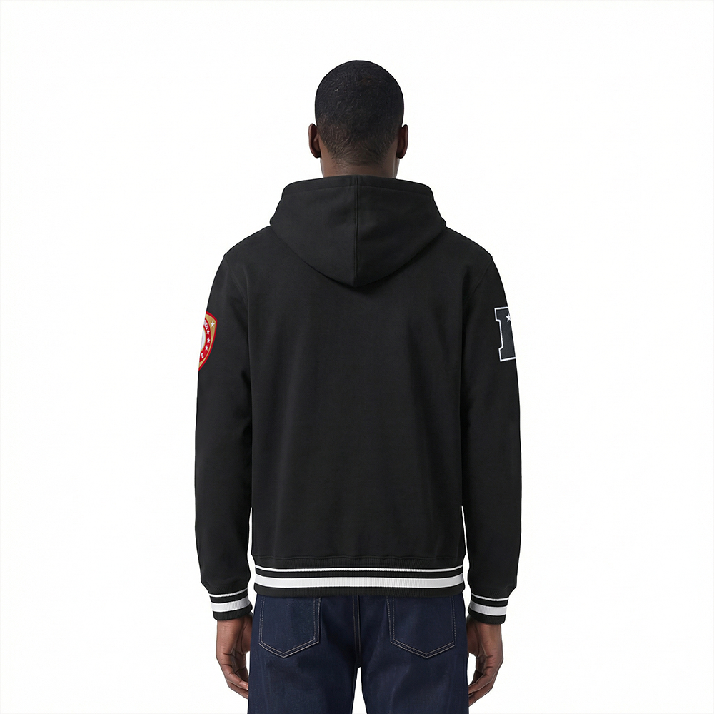 NFL SAN FRANCISCO 49ERS LETTERMAN MEN'S PULL OVER HOODIE (BLACK)