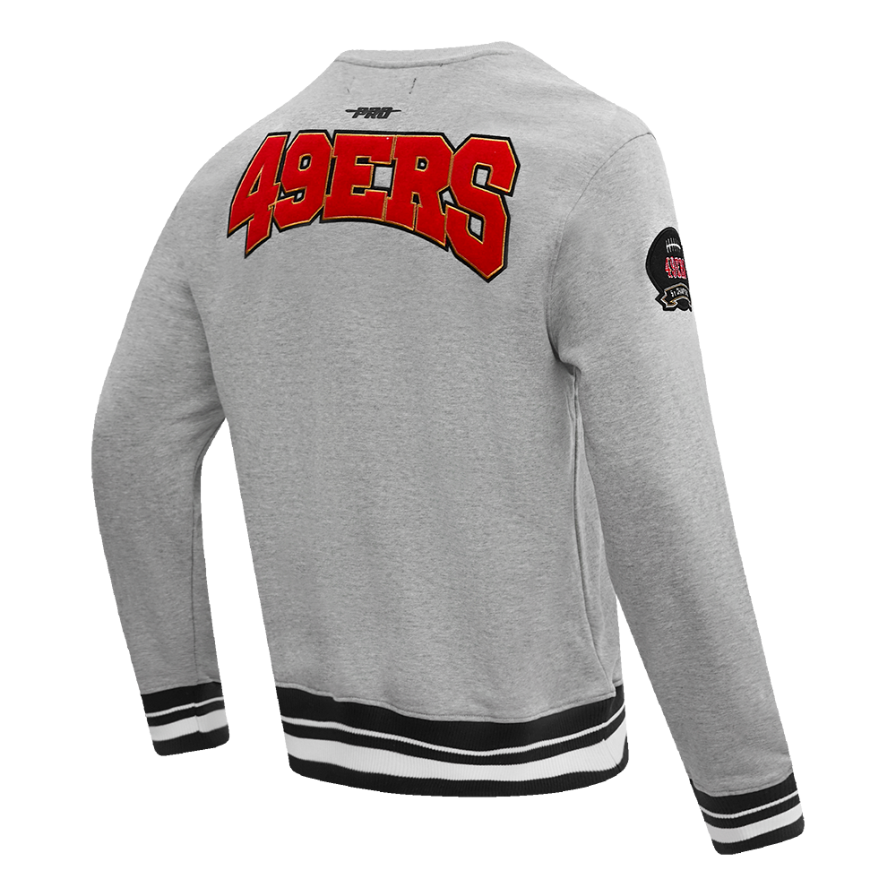 SAN FRANCISCO 49ERS CREST EMBLEM RIB FLC CREWNECK (HEATHER GRAY/BLACK)