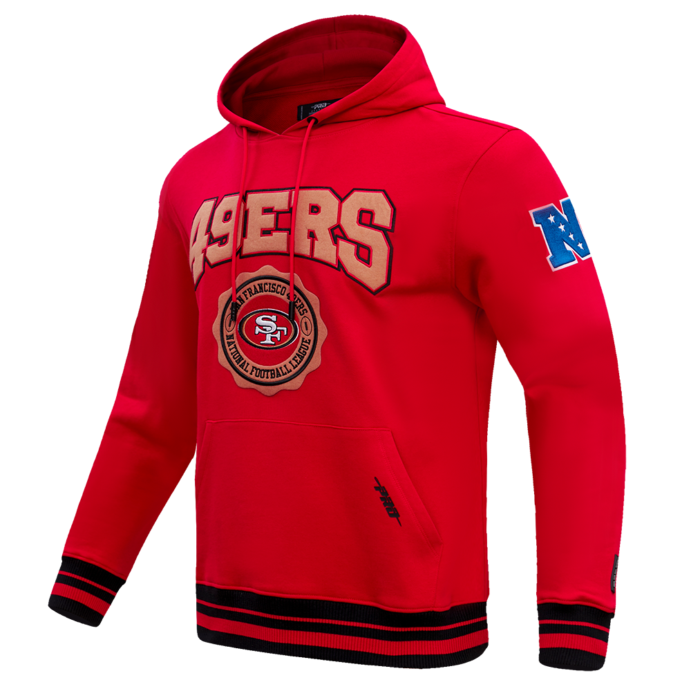 NFL SAN FRANCISCO 49ERS CREST EMBLEM RIB FLC PO HOODIE (RED/BLACK)