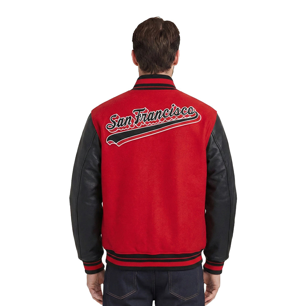 NFL SAN FRANCISCO 49ERS SCRIPT TAIL MEN'S RIB WOOL VARSITY (RED/BLACK)