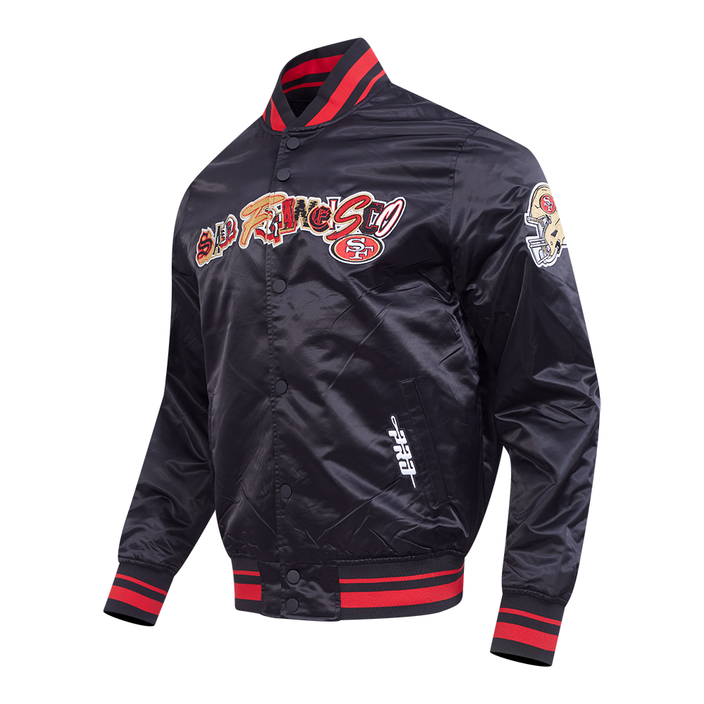 NFL SAN FRANCISCO 49ERS CITY RANSOM MEN'S RIB SATIN JACKET (BLACK/RED/BLACK)
