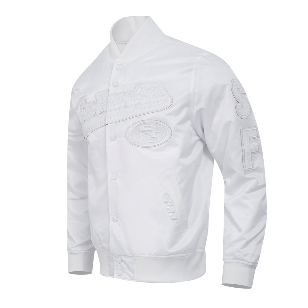 NFL SAN FRANCISCO 49ERS WHITE OUT MEN'S SATIN JACKET (WHITE)