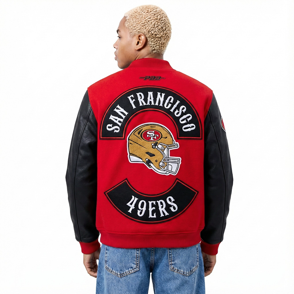 NFL SAN FRANCISCO 49ERS BORN FOR SPORT MEN'S WOOL VARSITY JACKET (RED/BLACK)
