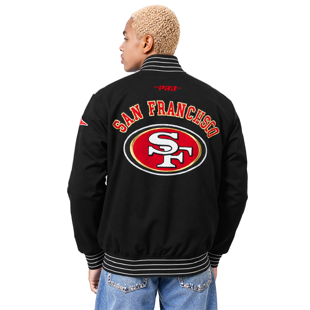 NFL SAN FRANCISCO 49ERS PRO GAME DAY MEN'S DBL KNIT JACKET (BLACK/SILVER/WHITE)