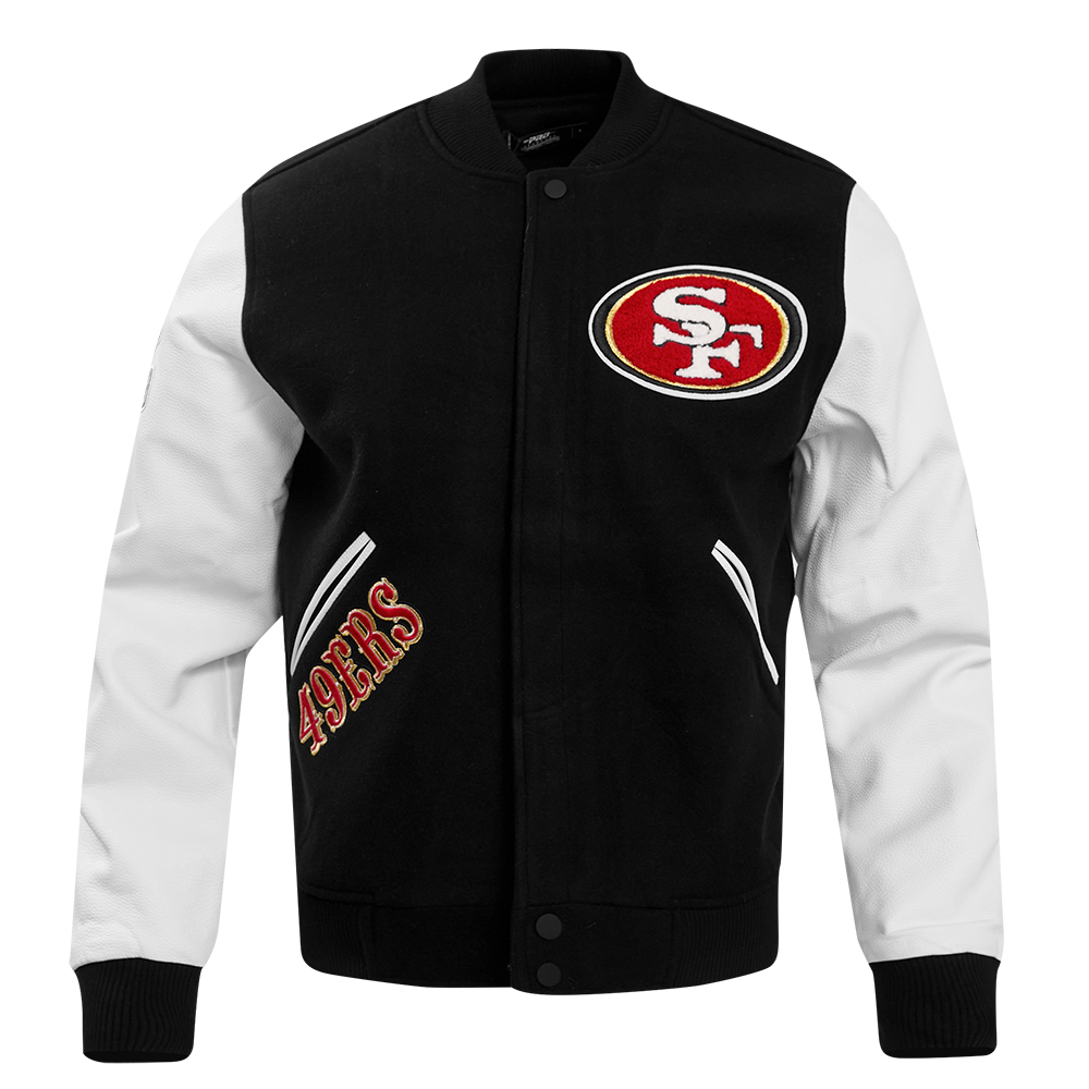SAN FRANCISCO 49ERS CLASSIC WOOL VARSITY JACKET (BLACK/WHITE) – Pro Standard