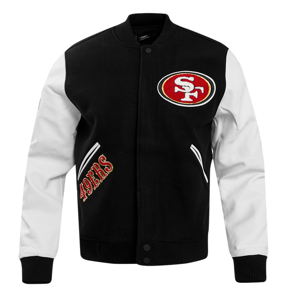 San Francisco 49ers Black Varsity Wool and Leather Jacket|Skinler