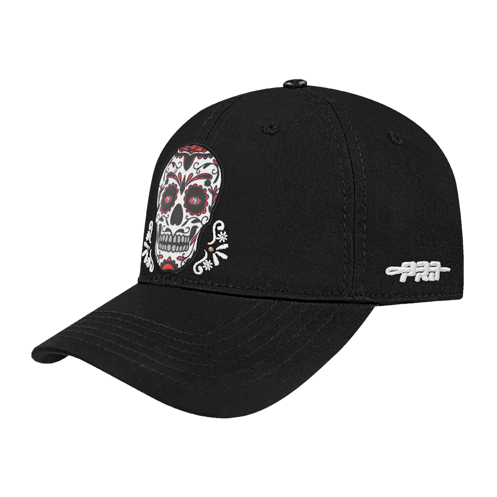 NFL SAN FRANCISCO 49ERS SUGAR SKULL COTTON TWILL PRO SCORE STRAP (BLACK)