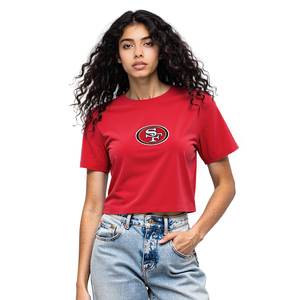 NFL SAN FRANCISCO 49ERS WINGSPAN WOMEN'S SJ BOXY TEE (RED)