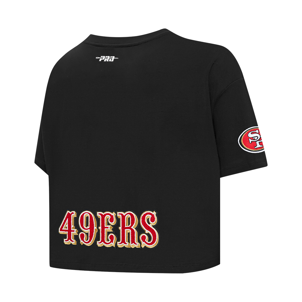 NFL SAN FRANCISCO 49ERS CHRISTIAN MCCAFFREY #23 CLASSIC PNN WOMEN'S SJ BOXY TEE (BLACK)