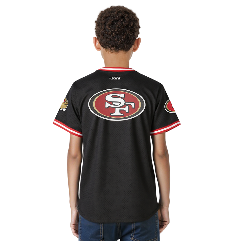 NFL SAN FRANCISCO 49ERS CLASSIC BIG BOYS SHORT SLEEVE MESH TEE (BLACK/RED)