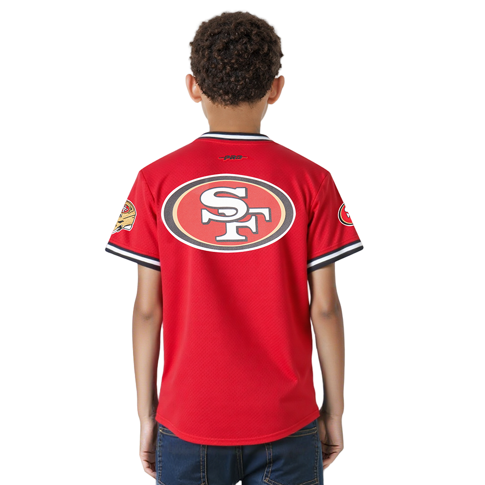 NFL SAN FRANCISCO 49ERS CLASSIC BIG BOYS SHORT SLEEVE MESH TEE (RED/BLACK)