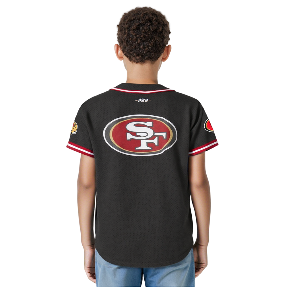 NFL SAN FRANCISCO 49ERS CLASSIC TODDLER BOYS MESH BUTTON DOWN SHIRT (BLACK/RED)