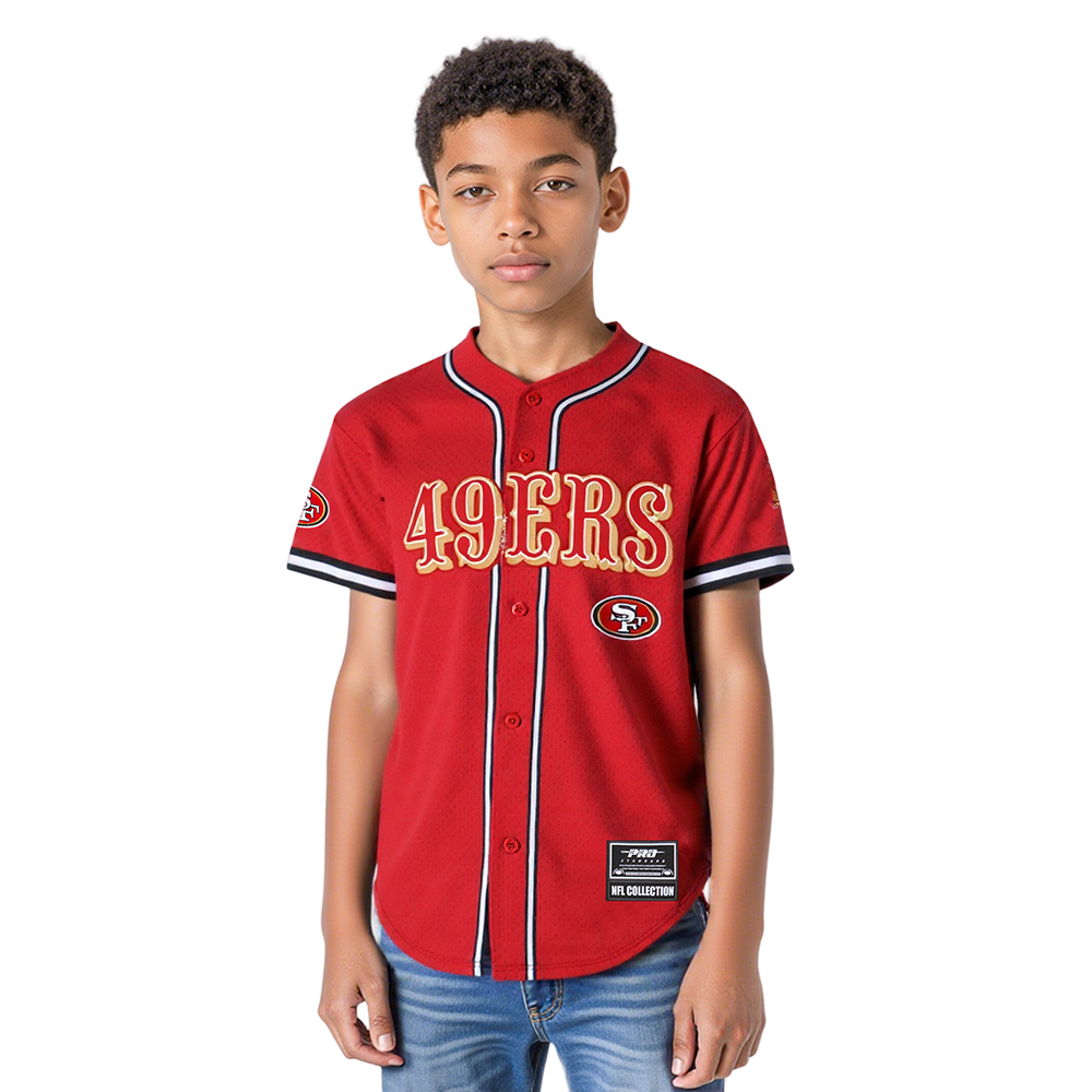 NFL SAN FRANCISCO 49ERS CLASSIC TODDLER BOYS MESH BUTTON DOWN SHIRT (BLACK/RED)