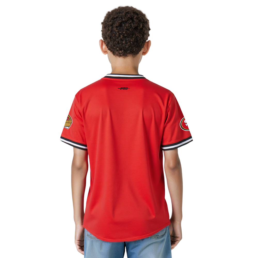 NFL SAN FRANCISCO 49ERS CLASSIC BIG BOYS SHORT SLEEVE STRIPED RIB TEE (RED/BLACK)