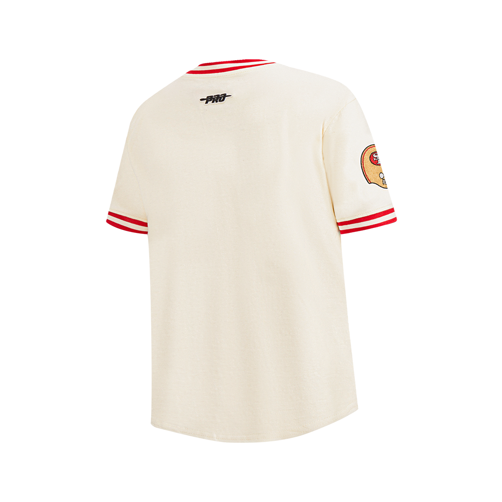 NFL SAN FRANCISCO 49ERS RETRO CLASSIC BIG BOY'S SS STRIPED RIB TEE (EGGSHELL/ RED)