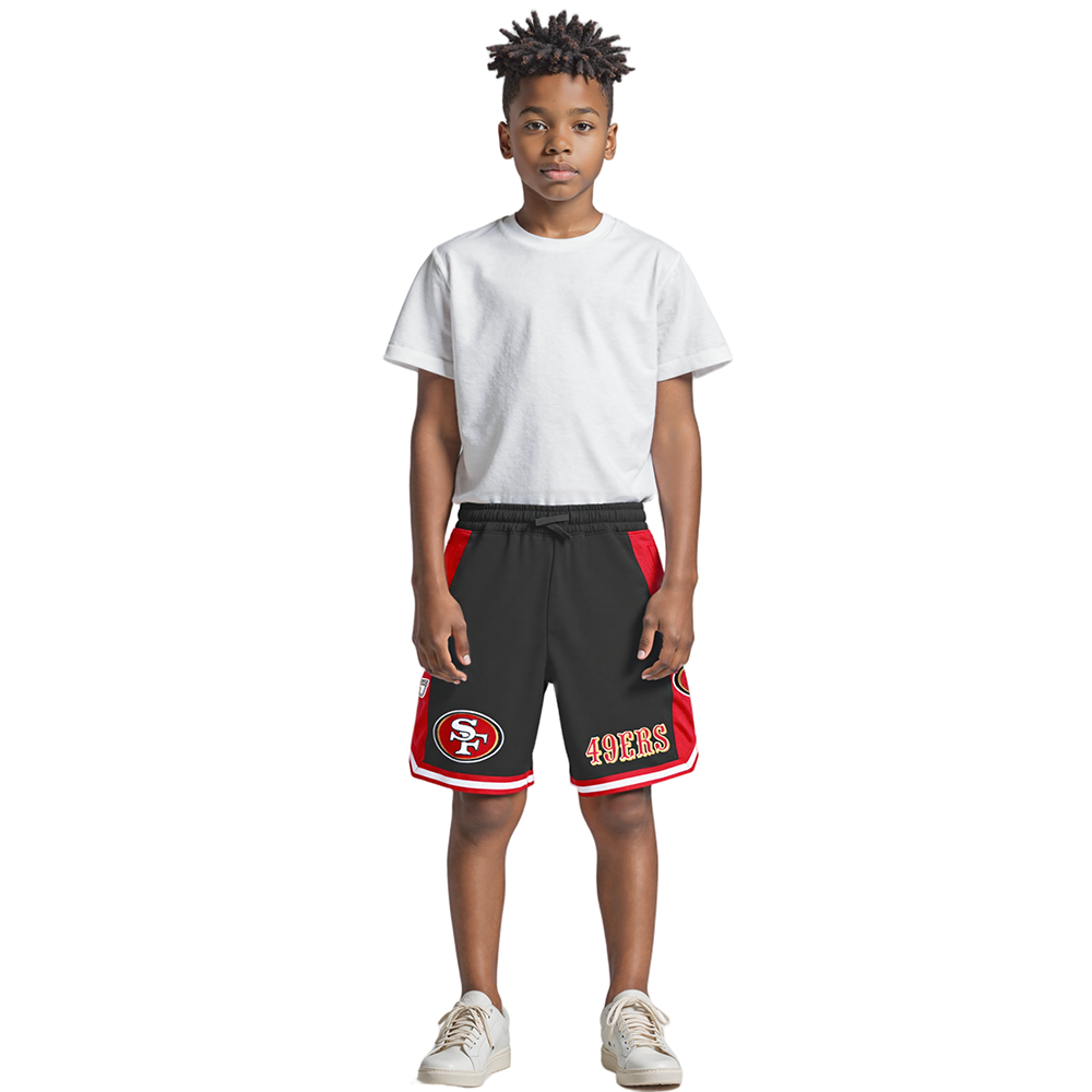 NFL SAN FRANCISCO 49ERS CLASSIC BIG BOYS FLEECE 2.0 SHORT (BLACK/RED)