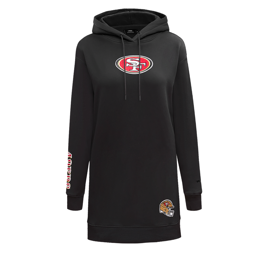 NFL SAN FRANCISCO 49ERS CLASSIC FLC HOODIE DRESS (BLACK)
