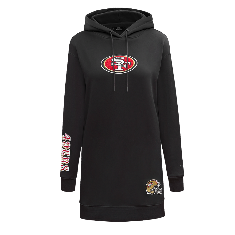 SAN FRANCISCO 49ERS CLASSIC FLC HOODIE DRESS (BLACK)