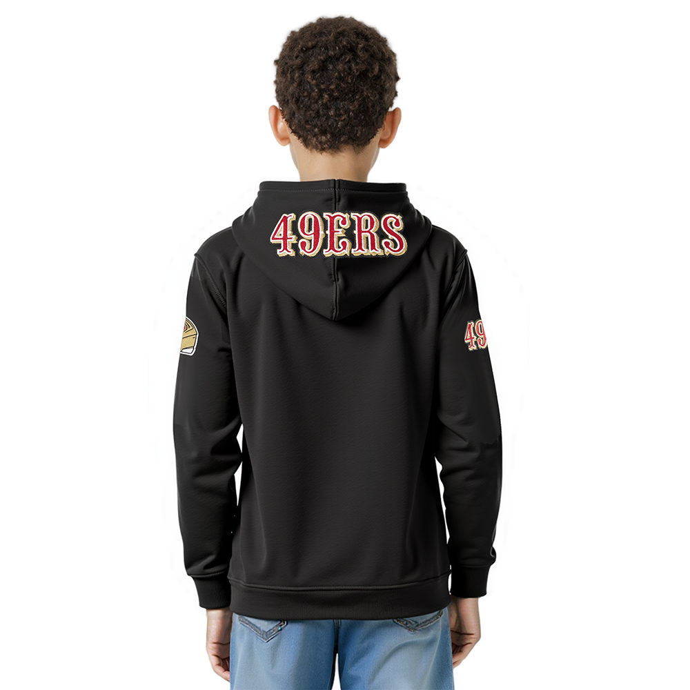 NFL SAN FRANCISCO 49ERS CLASSIC BIG BOYS FLEECE FULL ZIP HOODIE (BLACK)