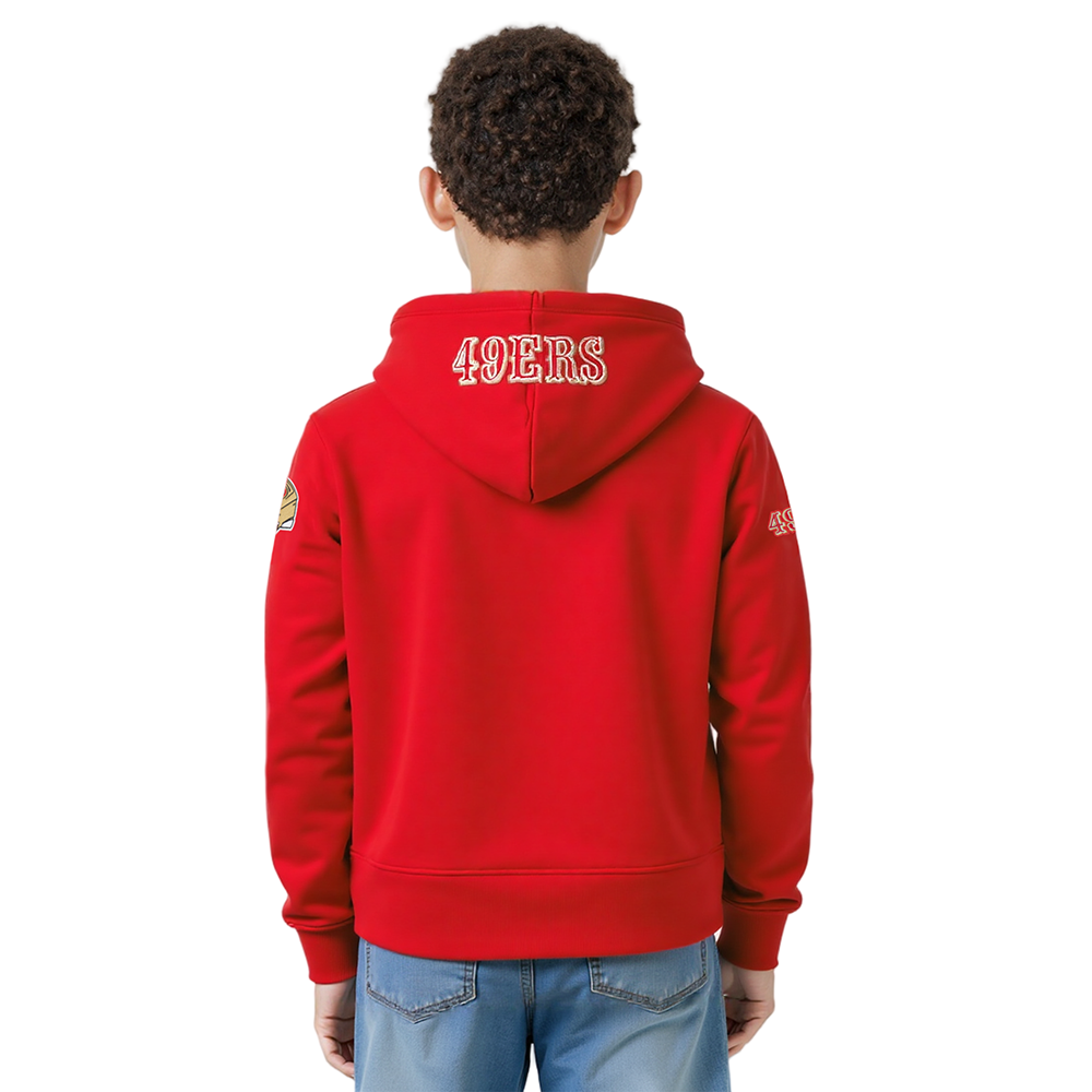 NFL SAN FRANCISCO 49ERS CLASSIC BIG BOYS FLEECE FULL ZIP HOODIE (RED)