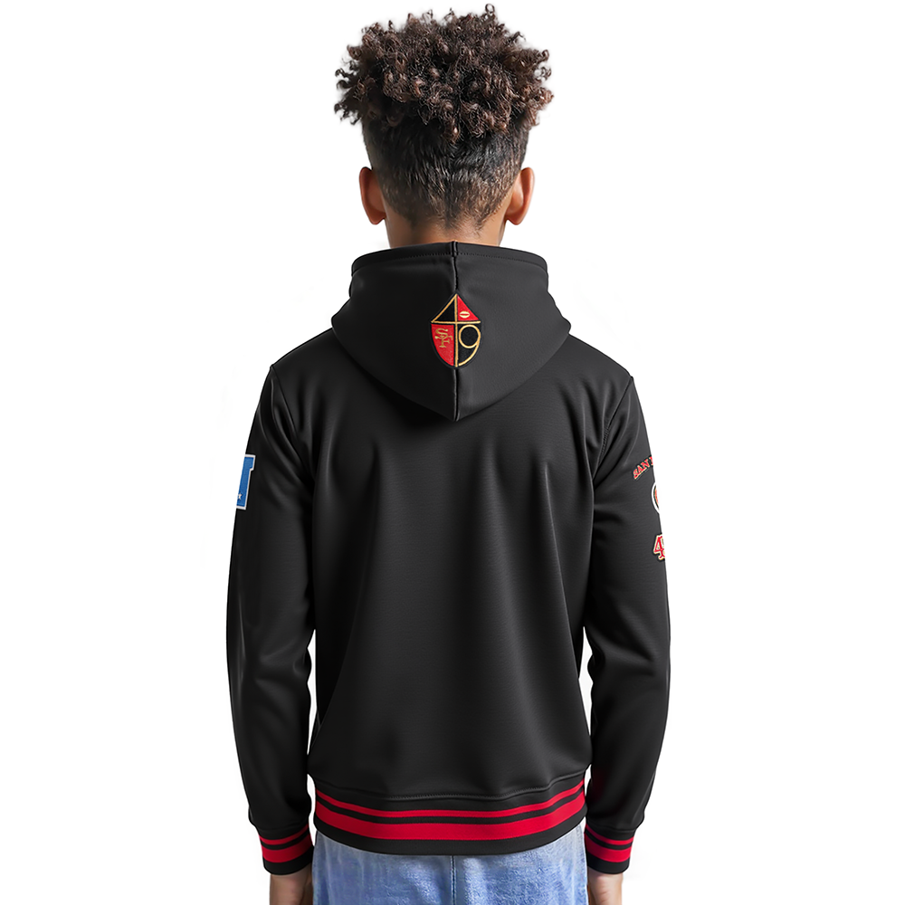 NFL SAN FRANCISCO 49ERS RETRO CLASSICS BIG BOY'S RIB FLEECE PO HOODIE (BLACK/RED/BLACK)