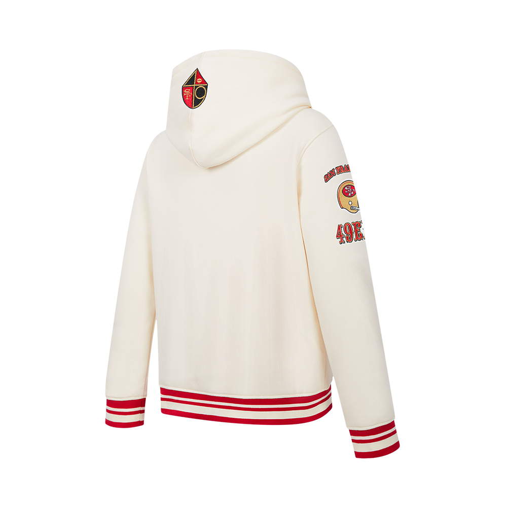 NFL SAN FRANCISCO 49ERS RETRO CLASSICS BIG BOY'S RIB FLEECE PO HOODIE (EGGSHELL/ RED)