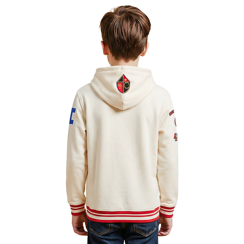 NFL SAN FRANCISCO 49ERS RETRO CLASSICS BIG BOY'S RIB FLEECE PO HOODIE (EGGSHELL/ RED)