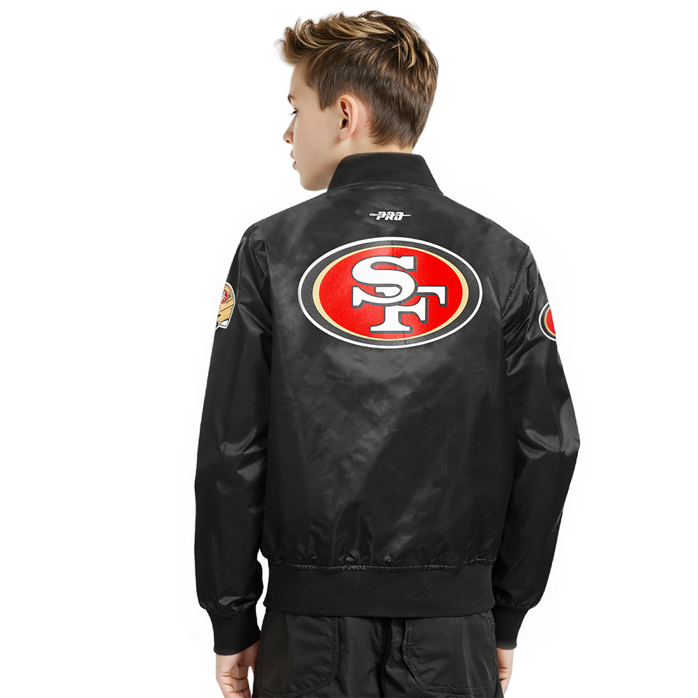 NFL SAN FRANCISCO 49ERS CLASSIC BIG BOYS SATIN JACKET (BLACK)